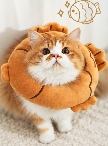 Soft Fish-Shaped Donut Recovery Collar – Comfortable Protective Collar for Cats & Small Dogs